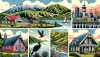 Zeige eine Illustration im Comic-Stil, die die wesentliche Essenz von Neuseeland, auch bekannt als Aotearoa, zeigt. Füge charakteristische lokale Häuser, eine Vielzahl atemberaubender Landschaften wie üppige grüne Hügel, hohe Berge und unberührte Küstenlinien hinzu. Integriere auch einige der bemerkenswerten Wahrzeichen des Landes wie traditionelle Maori-Gebäude und den ikonischen Kiwi-Vogel.